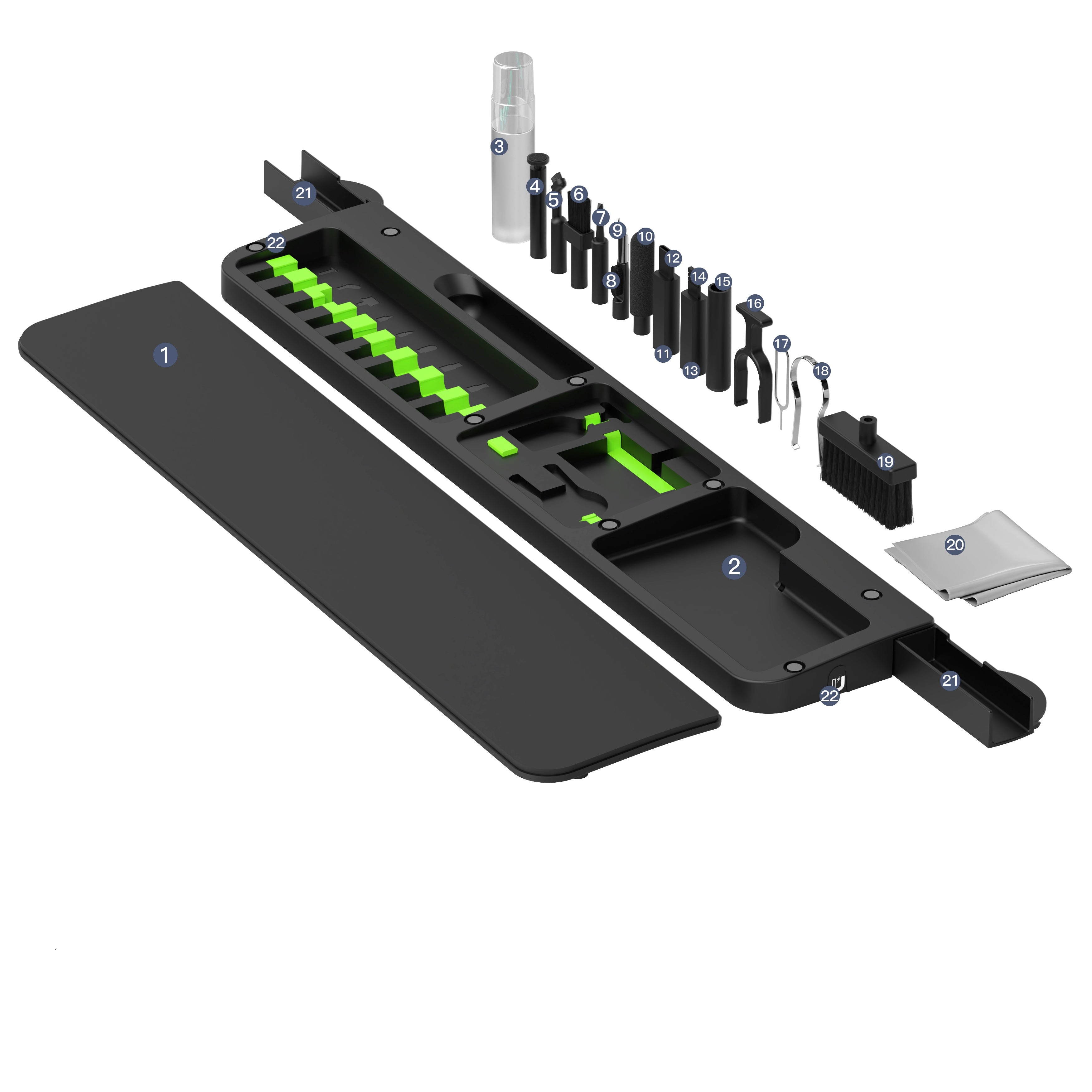 Kit curățare Gamero Utility 21 in 1 - NEGRU